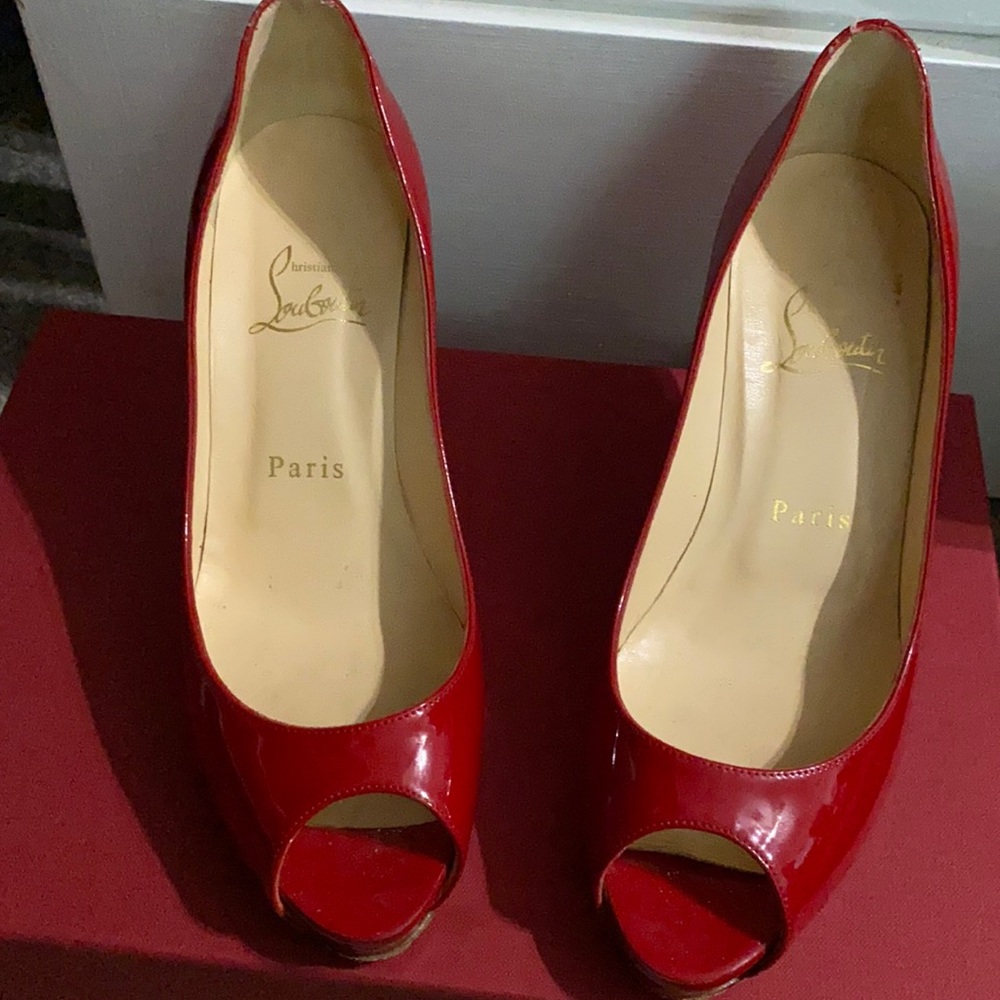 Christian Louboutin Red Kitten Heels Size 36.5